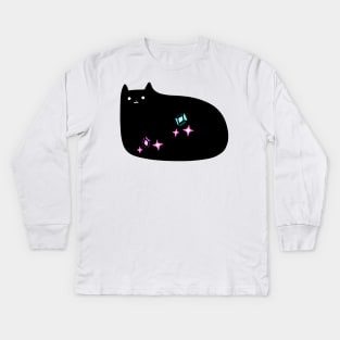 Sparkly Jewel Black Cat Kids Long Sleeve T-Shirt